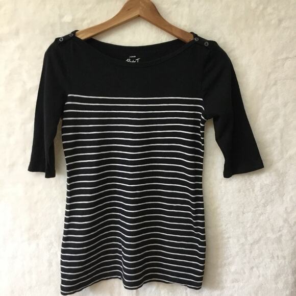 J.Crew Black with White Striped Long Sleeve Top - Picture 10 of 11